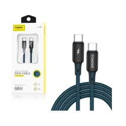 Foneng Zinc Alloy Data Cable X87 Type C to Type C 60W 3A 1.2m Blue Foneng Zinc Alloy Data Cable X87 Type C to Type C 60W 3A 1.2m Blue